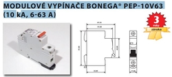 Vypínač modulární instalační na DIN lištu 25A 3-pólový 05-3025001 PEP 10V63 Bonega 
