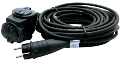Prodlužovací kabel venkovní gumový 30m 3-zásuvka rozbočka 230V H07RN-F 3x2,5mm TITANEX
