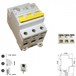 Jistič 25A třífázový elektrický  Bonega C 6kA 02-3025C-PEP-6J