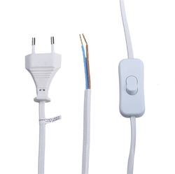 Flexo šńůra 2m 2x0,75mm napájecí kabel s vypínačem PVC bílá PF50