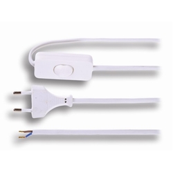 Flexo šňůra 3m 2x0,75 napájecí kabel s vypínačem PVC bílá PF13 S