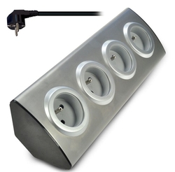 Prodlužovací kabel 4 zásuvka rohová stříbrná 1,5 m 230V PP103 Solight