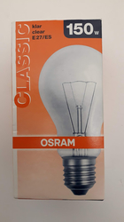 Žárovka 150W E27 240V klasický tvar čirá CL150 OSRAM