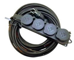 Prodlužovací kabel venkovní gumový 20m 4 zásuvka 230V H07RN-F 3x2,5 TITANEX Toraka elektro materiály