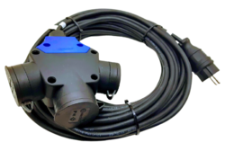 Prodlužovací kabel venkovní 50m 3 zásuvky rozbočka 230V 3x1,5mm gumový IP44 TITANEX