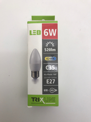 Žárovka LED 240V 6W E27 svíčková denní bílá 4200K 4610536 TRIXLINE