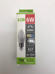 Žárovka LED 240V 6W E27 C35 4200K TRIXLINE