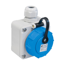 Zásuvka průmyslová nástěnná IP68 16A 2P+PE 250V s víčkem 3101-382-0900 TP ELECTRIC