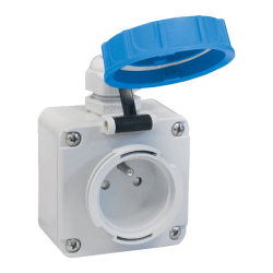 Zásuvka průmyslová nástěnná IP68 16A 2P+PE 250V s víčkem 3101-382-0900 TP ELECTRIC