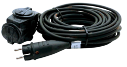 Prodlužovací kabel venkovní gumový 30m 3 zásuvky rozbočka 230V H07RN-F 3x2,5mm TITANEX