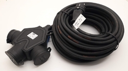 Prodlužovací kabel venkovní gumový černý 50m s rozbočkou 230V 3x1,5mm IP44 TITANEX