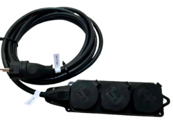 Prodlužovací kabel venkovní černý gumový 3m 3 zásuvka 230V 3x1,5mm  IP44 TITANEX