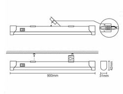 Svítidlo led pod kuchyňskou linku s vypínačem 15W denní bílá 1350lm 90cm LNL923 Nedes