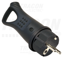 Vidlice 230V 16A gumová zástrčka černá IP44 TICS-012GH Tracon electric