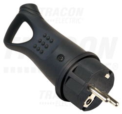 Vidlice zástrčka černá gumová 230V IP44 16A TICS-012GH Tracon electric