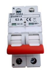 Vypínač modulární instalační s odpínáním nulového vodiče 63A 2-pólový 1P+N 05-201N63001 PEP 10V63 