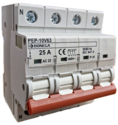 Vypínač modulární s odpínáním nulového vodiče do 25A 3P+N 10kA 05-403N25001 PEP 10V63