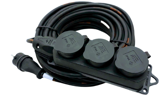 Prodlužovací kabel venkovní gumový 20m 3 zásuvka 230V 3x1,5mm IP44 TITANEX Toraka elektro materiály