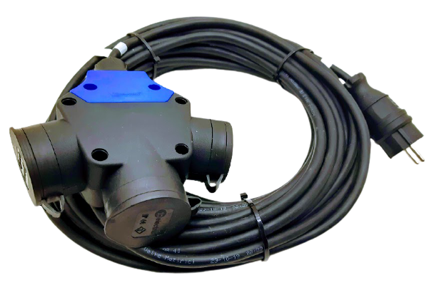 Prodlužovací kabel venkovní gumový černý 20m rozbočka 230V 3x1,5mm IP44 TITANEX