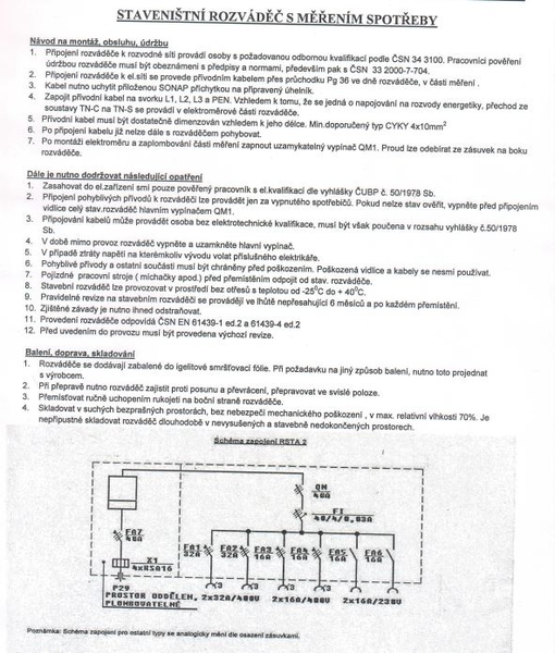 Rozvaděč staveništní pro přímé měření distribuce ČEZ ROSTAV-40