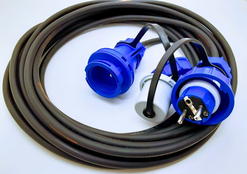 Prodlužovací kabel gumový 230V 1m 1-zásuvka vodotěsný IP68 H07RN-F 3x1,5 TITANEX