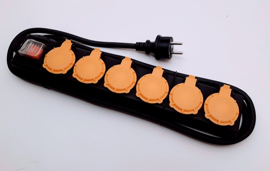 Prodlužovací kabel venkovní gumový 2m 6 zásuvek s vypínačem IP44 230V H07RN-F 3Gx1,5mm