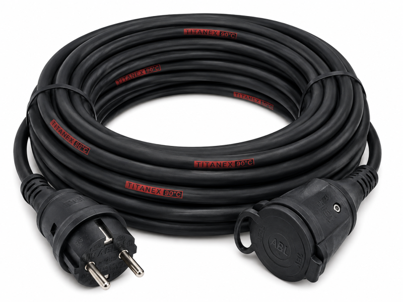 Prodlužovací kabel venkovní gumový 10m 1-zásuvka H07RN-F 3x1,5mm TITANEX TI-1706
