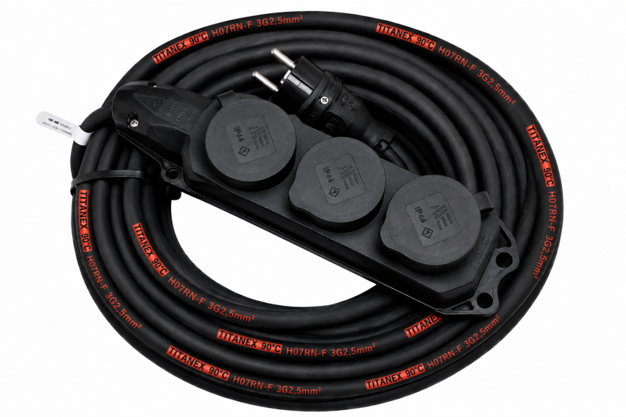 Prodlužovací kabel venkovní gumový 30m 3-zásuvka 230V H07RN-F 3x2,5mm TITANEX TI-1577