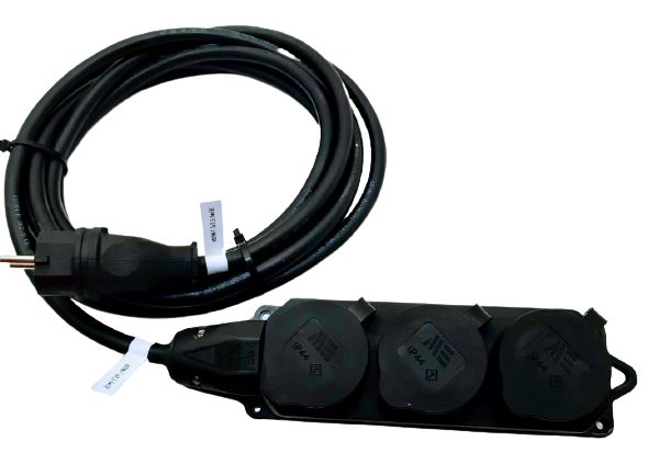Prodlužovací kabel venkovní černý gumový 3m 3 zásuvka 230V 3x1,5mm  IP44 TITANEX