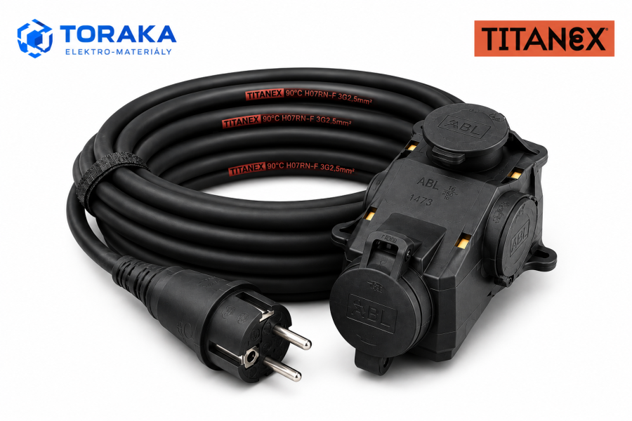 Prodlužovací kabel gumový 30m 3 zásuvky IP44 230V H07RN-F 3x2,5mm TITANEX TI-1164