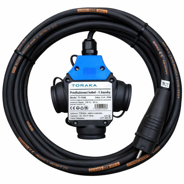 Prodlužovací kabel gumový 30m s 3- zásuvka 230V IP44 3x2,5mm H07RN-F TITANEX TI-1652