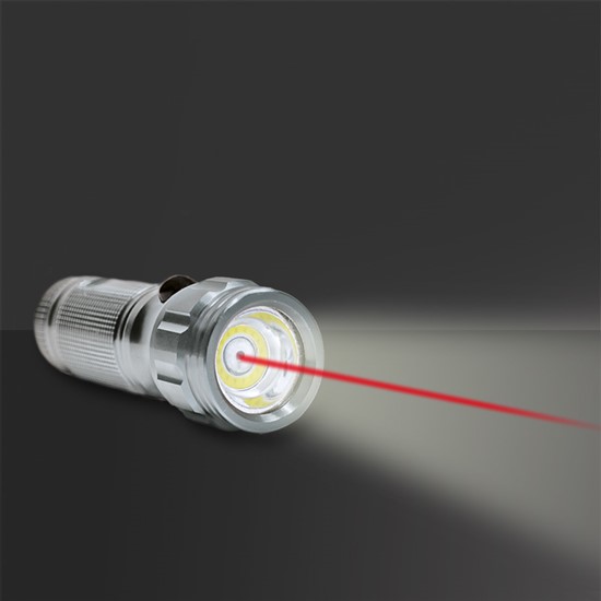 Svítilna LED 3W COB s infra laserem 3xAAA stříbrná se šňůrkou Solight